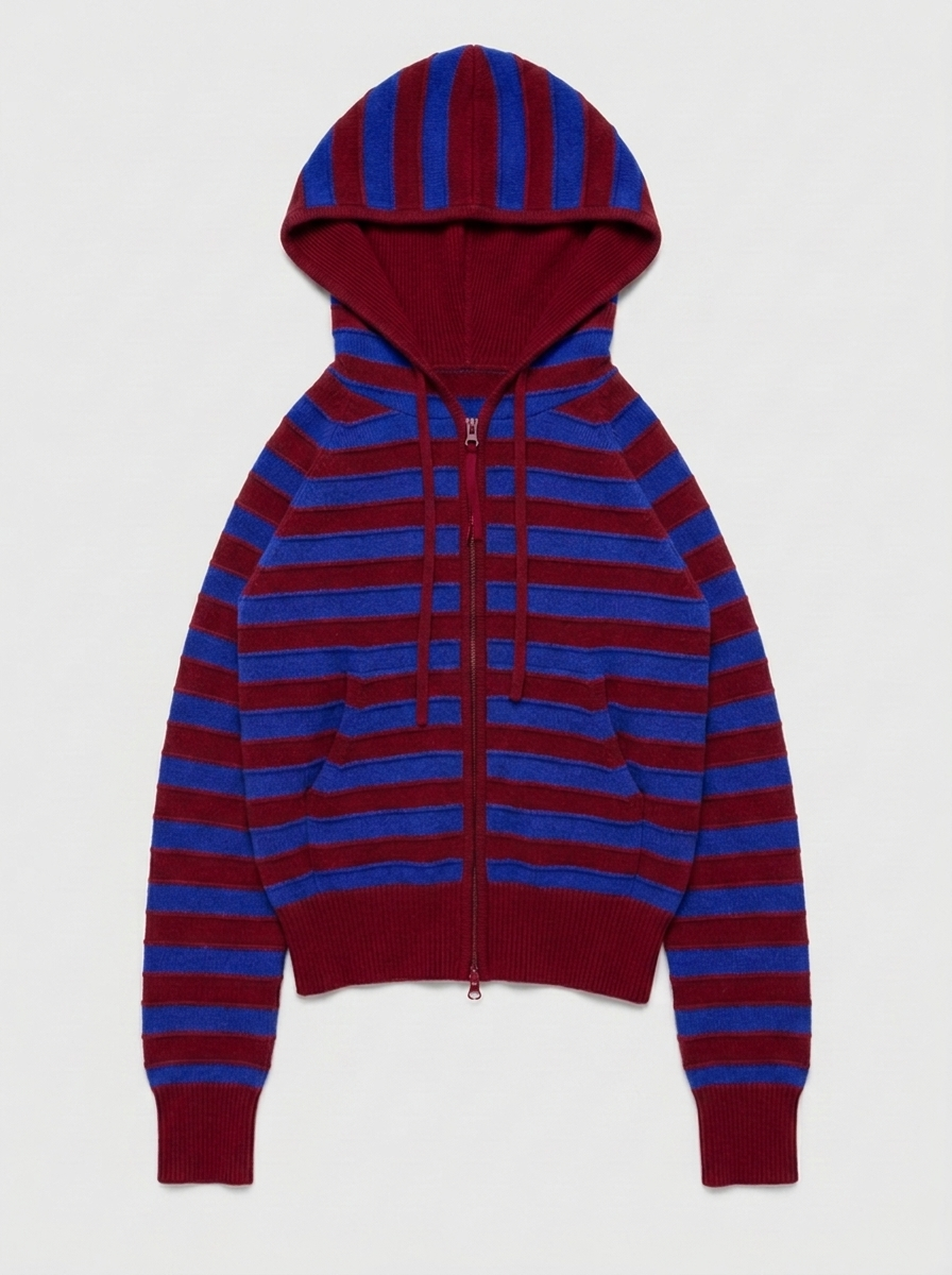 Red & Blue Merino Zip