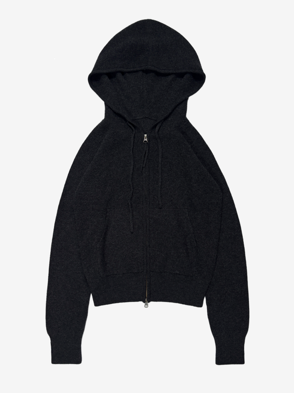 Black Ribbed Cashmere Zip