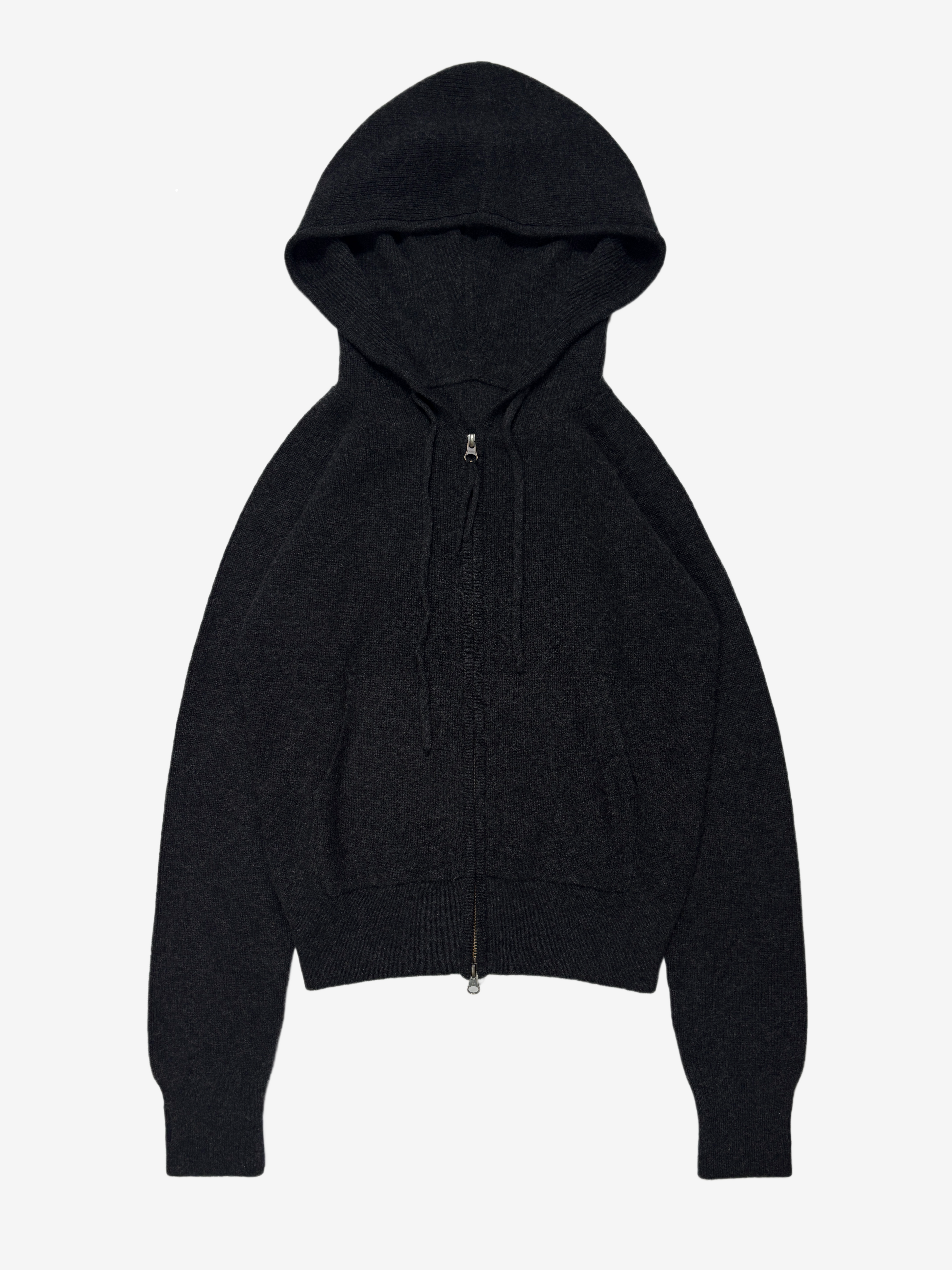 Black Ribbed Cashmere Zip