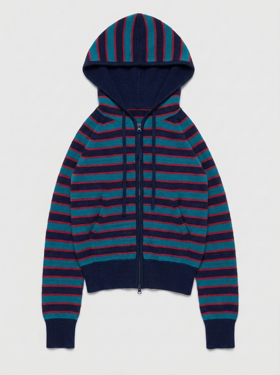 Teal & Cobalt Merino Zip